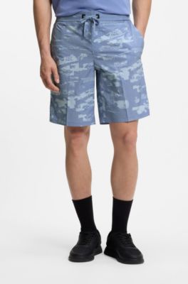 Lightweight ripstop shorts with an all-over print, Light Blue Patterned