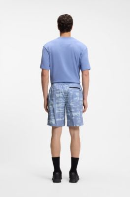 Lightweight ripstop shorts with an all-over print, Light Blue Patterned