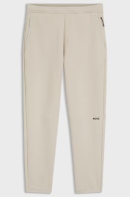 Cotton-blend tracksuit bottoms with reflective graphic, Light Beige