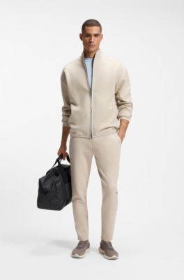 Cotton-blend tracksuit bottoms with reflective graphic, Light Beige