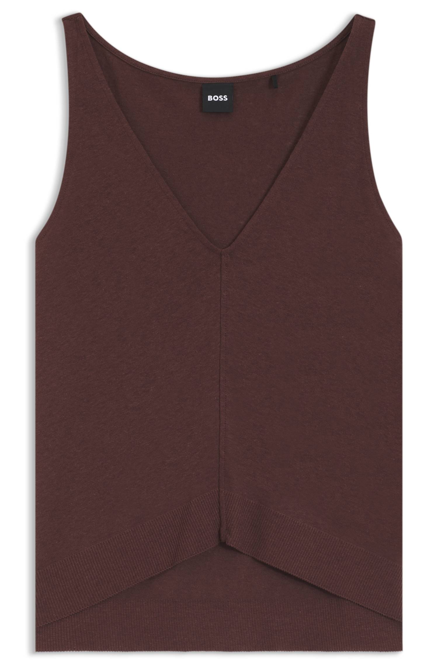 Boss V-neck top in cotton and linen toppar & linnen dam – bild 4
