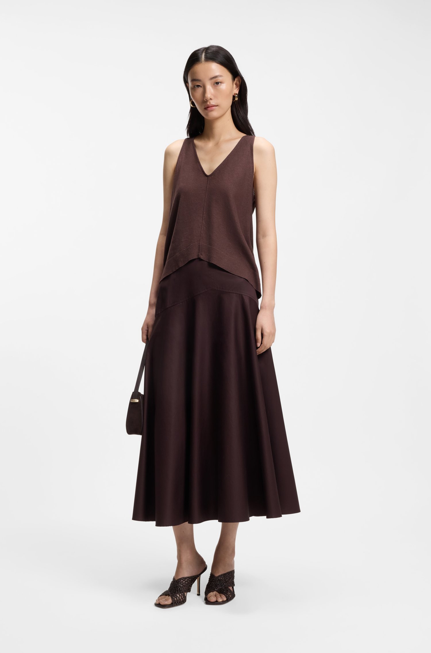 Boss V-neck top in cotton and linen toppar & linnen dam – bild 2