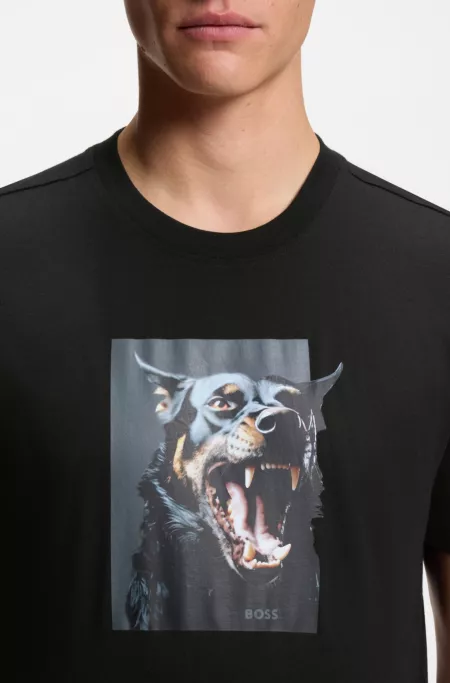 Cotton-jersey T-shirt with animal artwork