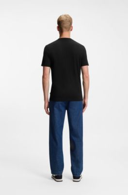 Cotton-jersey T-shirt with animal artwork, Black