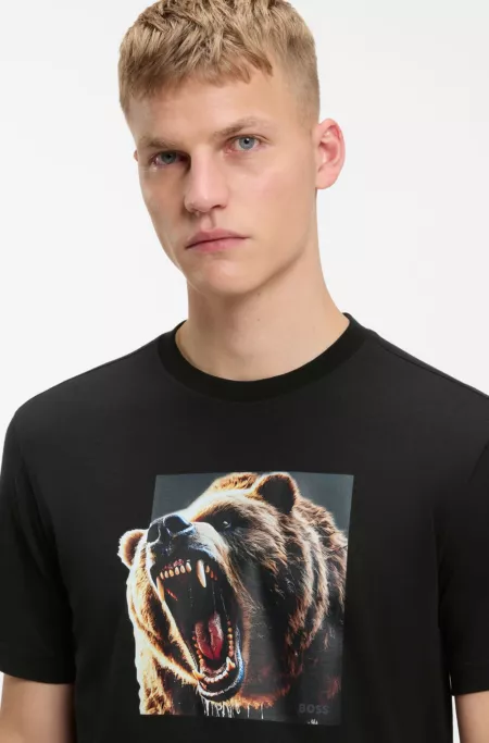 Cotton-jersey T-shirt with animal artwork