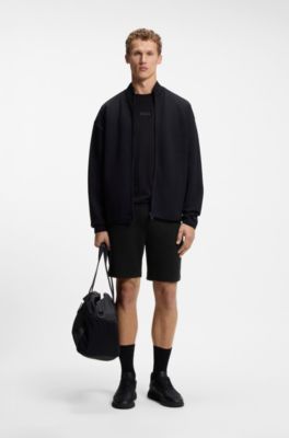 Cotton-blend shorts with reflective graphic, Black