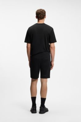 Cotton-blend shorts with reflective graphic, Black