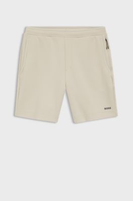 Cotton-blend shorts with reflective graphic, Light Beige