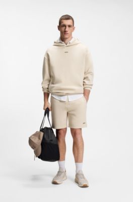 Cotton-blend shorts with reflective graphic, Light Beige