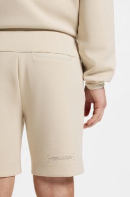 Cotton-blend shorts with reflective graphic, Light Beige