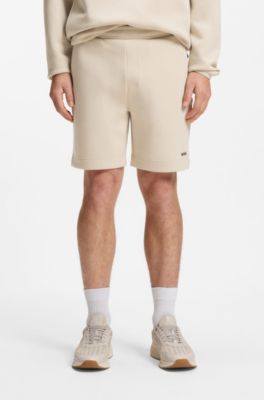 Cotton-blend shorts with reflective graphic, Light Beige