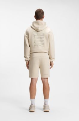 Cotton-blend shorts with reflective graphic, Light Beige