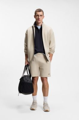 Cotton-blend sweatshirt with reflective graphic, Light Beige