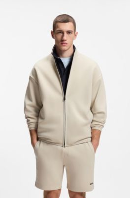 Cotton-blend sweatshirt with reflective graphic, Light Beige