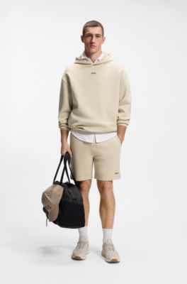 Hoodie aus Baumwoll-Mix mit reflektierender Grafik, Hellbeige