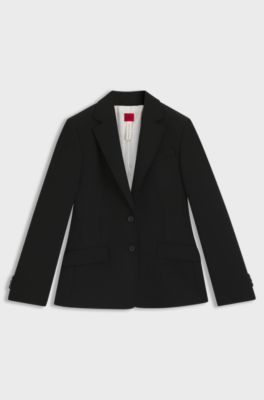 Blazer regular fit en sarga el&aacute;stica, Negro