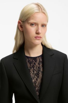 Regular-fit blazer in stretch twill, Black