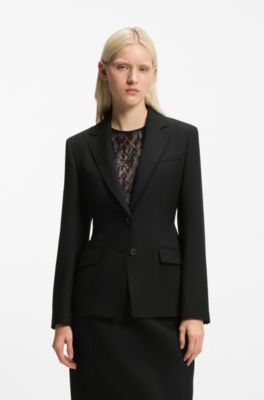 Regular-fit blazer in stretch twill, Black