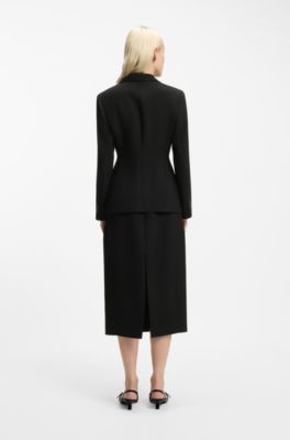 Blazer regular fit en sarga el&aacute;stica, Negro