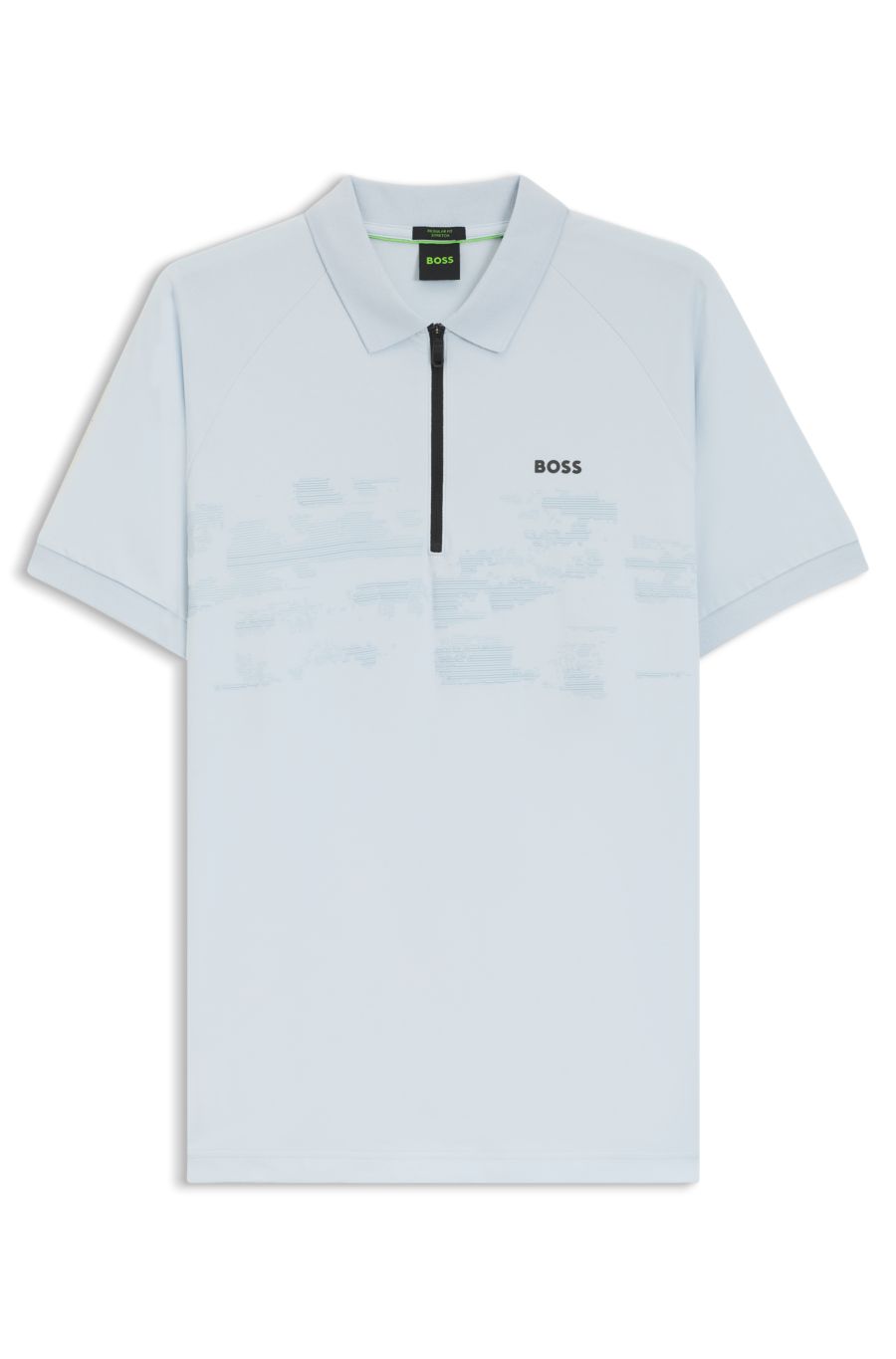 BOSS Zipped Reflective-Graphic Polo — Medium Blue