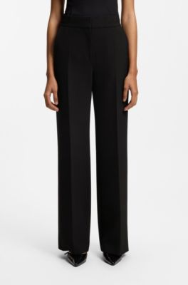 Pantalon Regular en tissu stretch, Noir