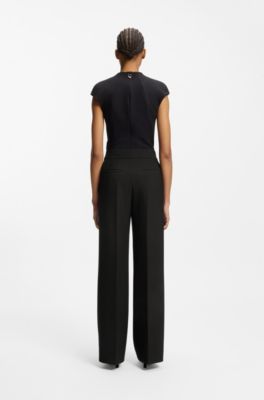 Pantalon Regular en tissu stretch, Noir