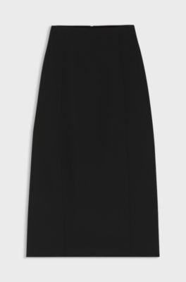 Jupe crayon en twill stretch, Noir