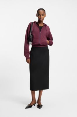 Kokerrok van stretchtwill, Zwart