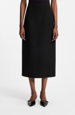 Jupe crayon en twill stretch, Noir