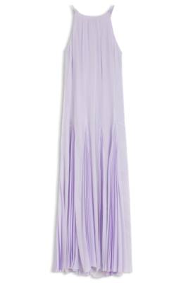 Sleeveless dress with plissé skirt inserts 1