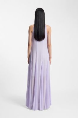 Sleeveless dress with pliss&eacute; skirt inserts, Light Purple
