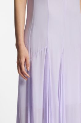 Sleeveless dress with pliss&eacute; skirt inserts, Light Purple