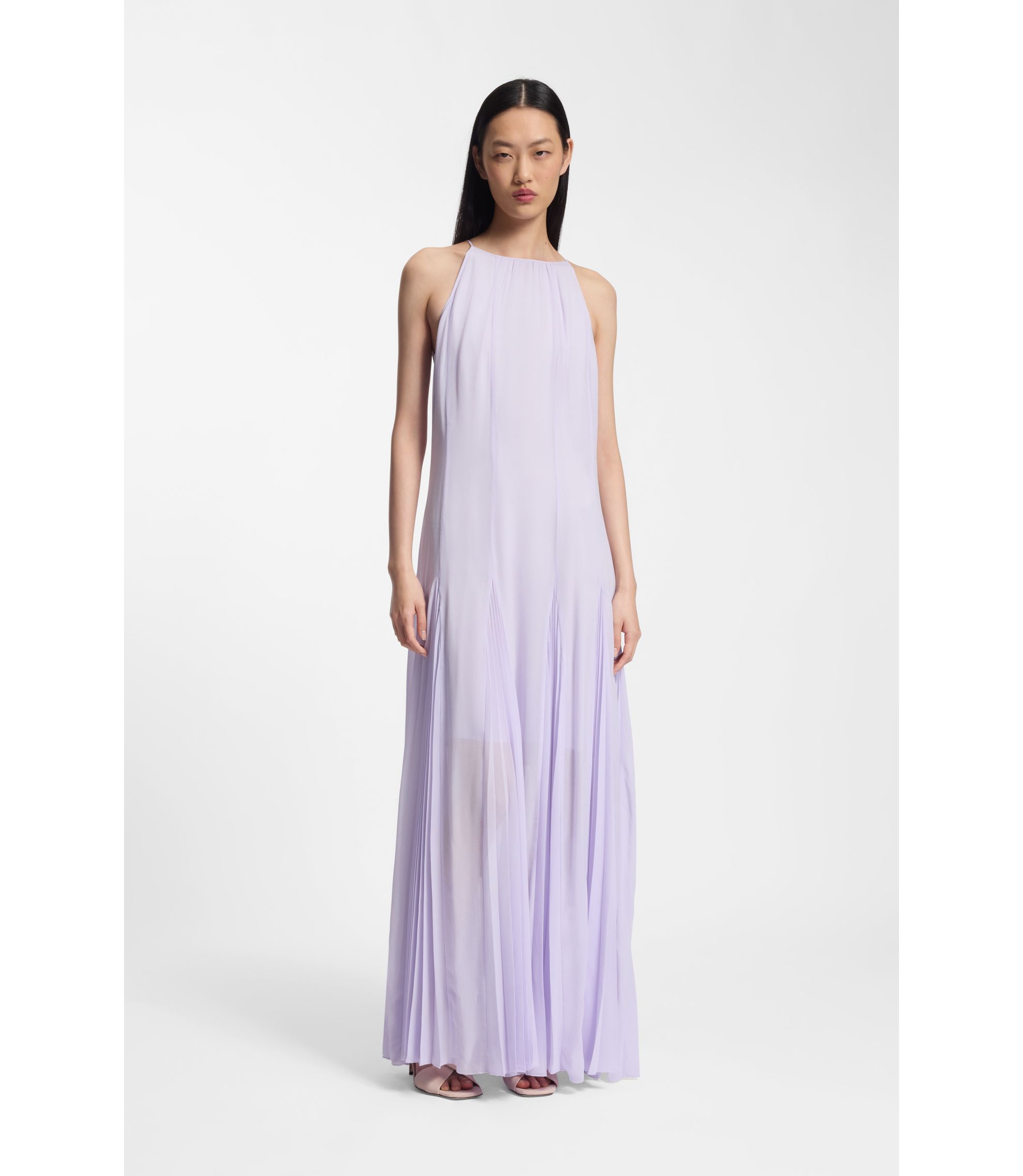 Boss Sleeveless dress with plissé skirt inserts