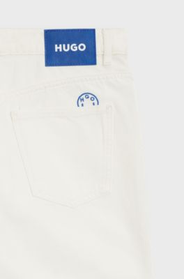 Baggy-fit jeans in ecru rigid denim, White
