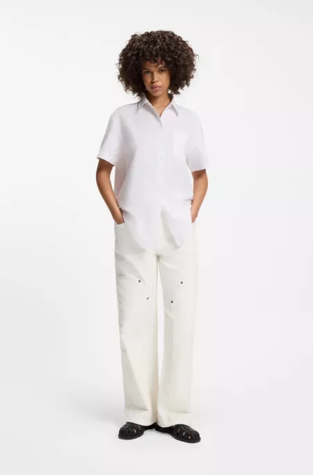 Baggy-fit jeans in ecru rigid denim