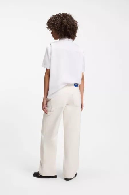 Baggy-fit jeans in ecru rigid denim