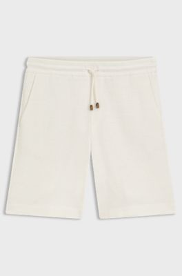 Shorts in Italian-made cotton and linen, Natural