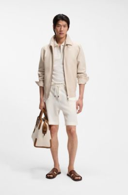 Shorts in Italian-made cotton and linen, Natural