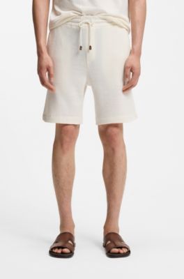 Shorts in Italian-made cotton and linen, Natural