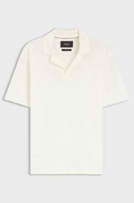 Polo shirt in Italian-made cotton and linen, Natural