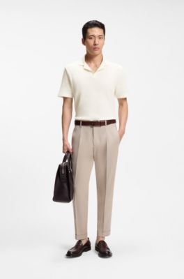 Polo shirt in Italian-made cotton and linen, Natural