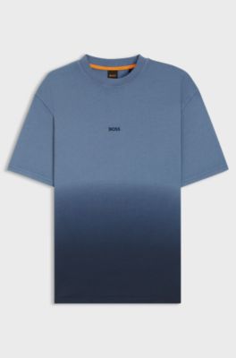 Cotton-jersey T-shirt with degrad&eacute; effect, Blue