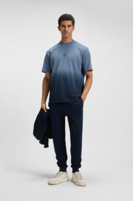 Cotton-jersey T-shirt with degrad&eacute; effect, Blue