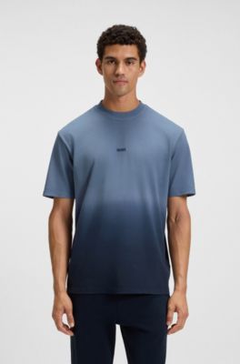 Cotton-jersey T-shirt with degrad&eacute; effect, Blue
