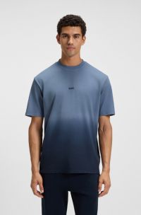Cotton-jersey T-shirt with degradé effect, Blue