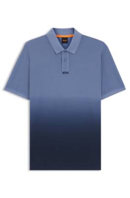 Cotton-piqué polo shirt with degradé effect 1