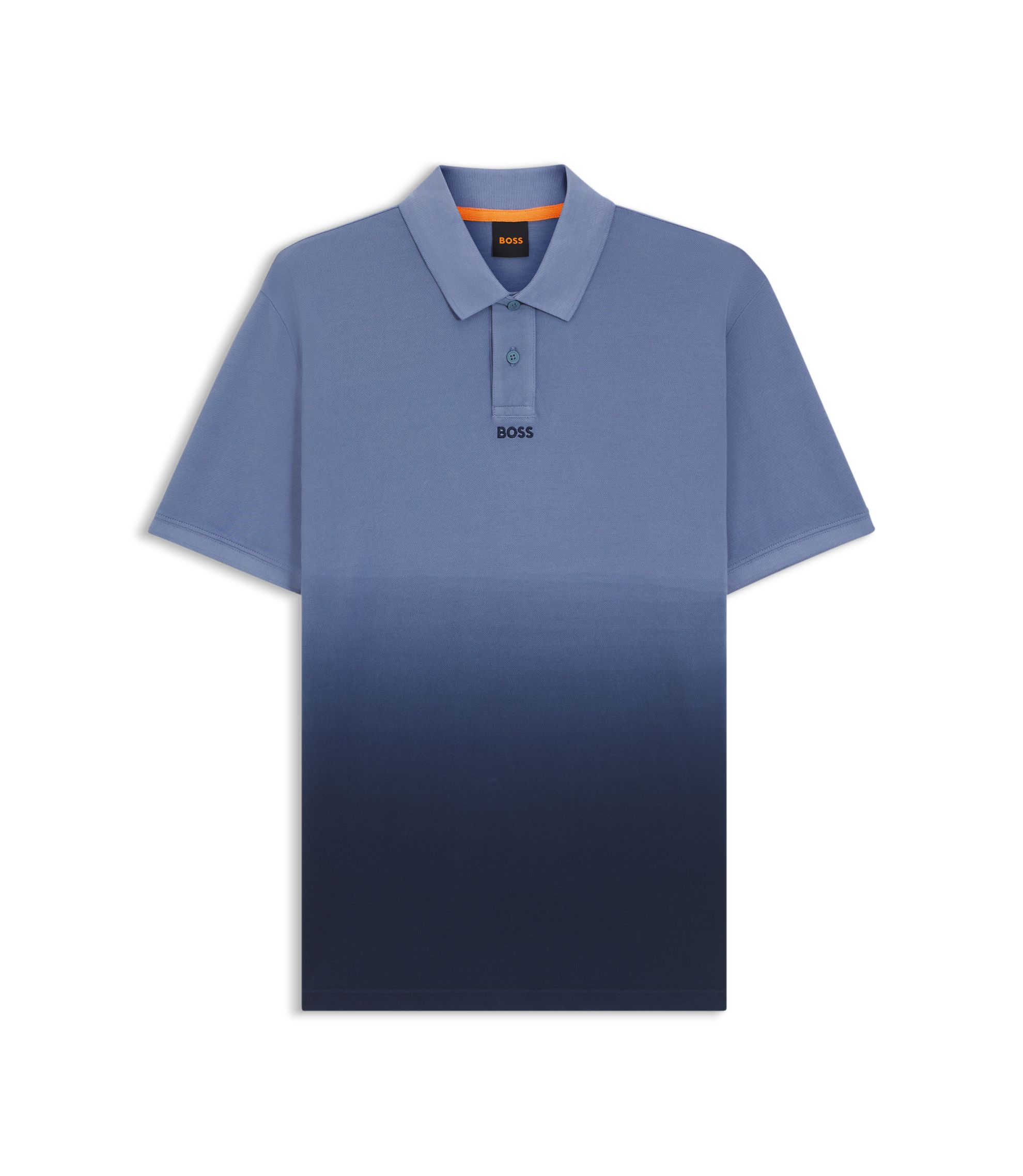 BOSS Cotton-piqué polo shirt with degradé effect Blue