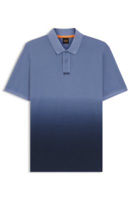 Cotton-piqué polo shirt with degradé effect