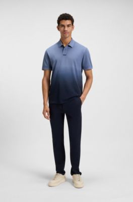 Polo in piqu&eacute; di cotone con effetto d&eacute;grad&eacute;, Blu