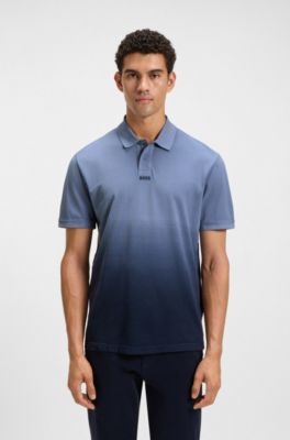 Cotton-piqu&eacute; polo shirt with degrad&eacute; effect, Blue